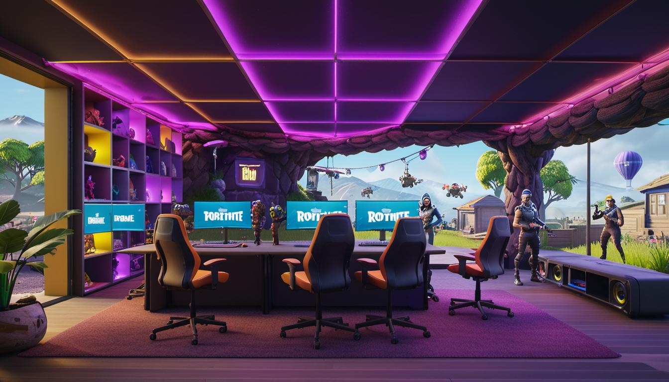 Dive into creating an ultimate Fortnite-themed gaming room, blending vibrant colors, iconic characters, practical gaming setup, and exclusive merchandise for an immersive gaming experience.